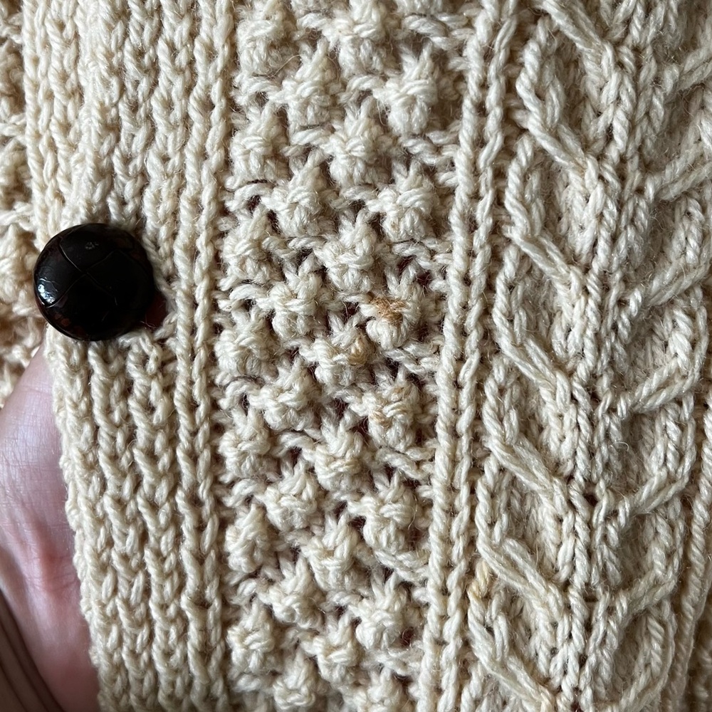 Vintage Hand Knit Irish Wool Cardigan - Picture 8 of 12